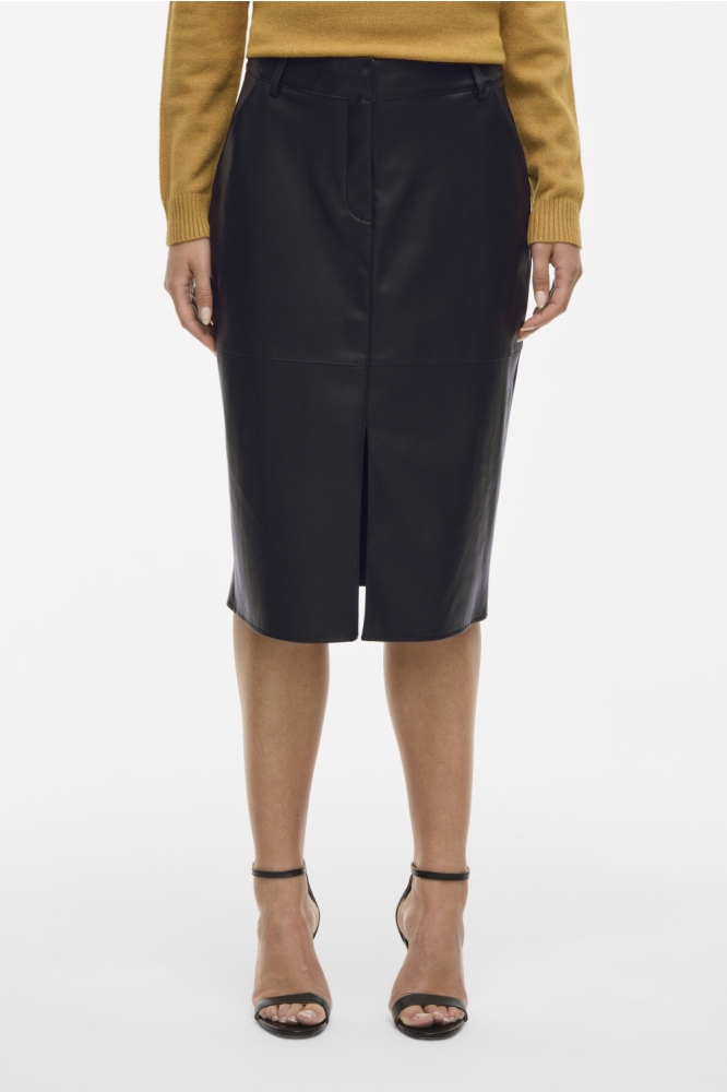 VIDAGMAR HW MIDI COATED SKIRT - NOO 14105132 Black